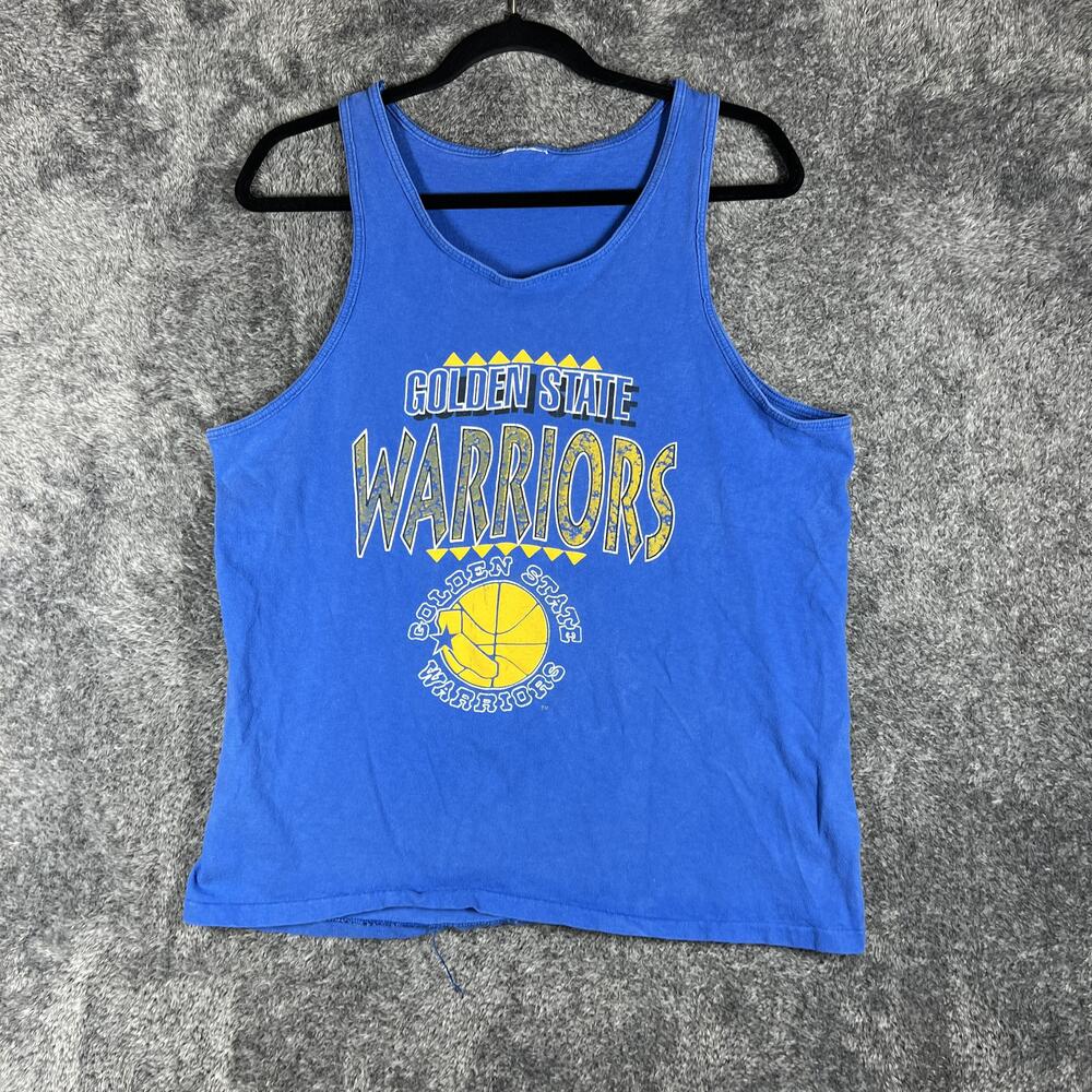 Golden State Warriors Shirt Mens M Blue Sleeveless Basketball Graphic Logo